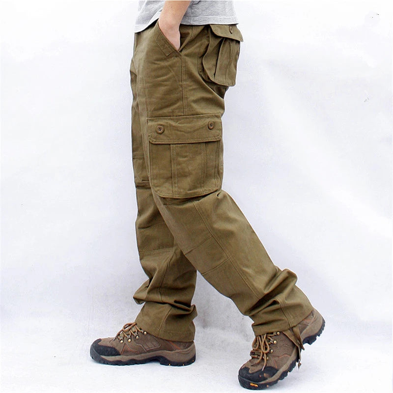 Men's Cargo Pants Casual Cotton Multi Pockets Military Tactical Pants Overalls Army Straight Slacks Long Trousers Plus Size 44