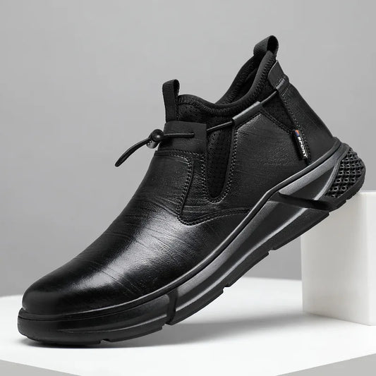 Chaussures de sécurité imperméables en cuir noir pour hommes