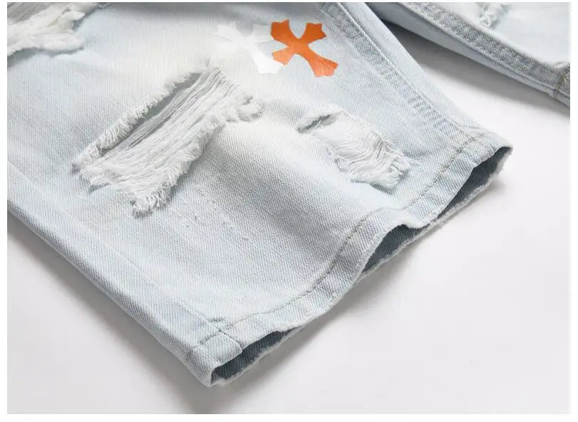 Short en jean bleu clair pour homme