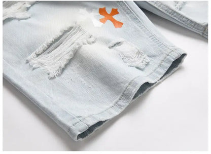 Short en jean bleu clair pour homme