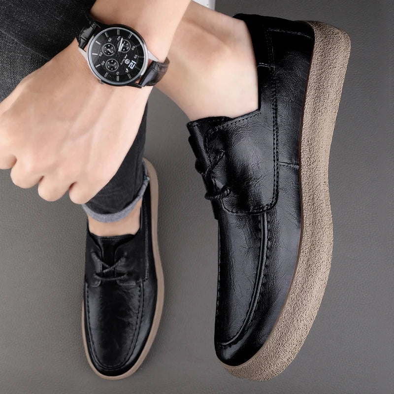 Chaussures décontractées pour hommes en cuir véritable