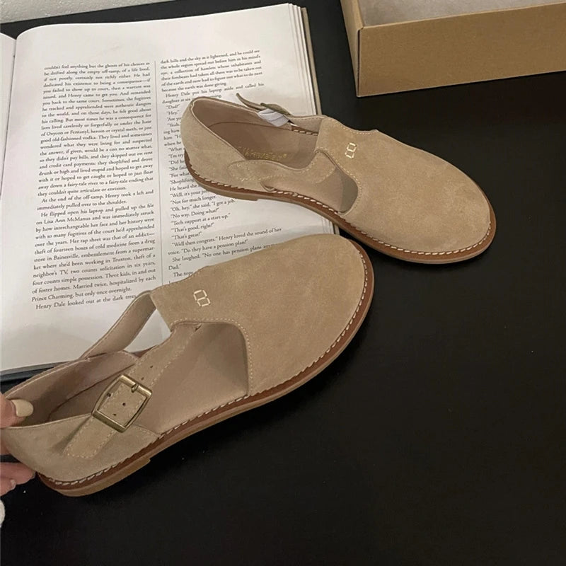 Chaussures Plates Femme En Cuir Véritable Givré