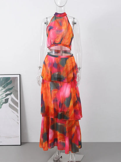 Robe dos nu sexy imprimée pour femmes élégante