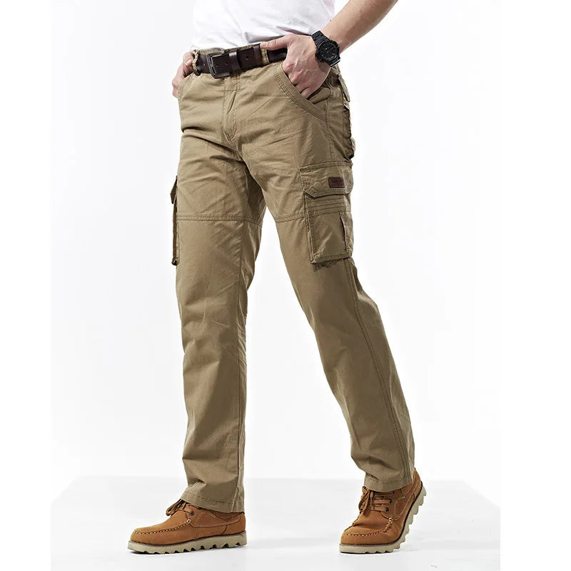 Pantalon cargo kaki pour homme, en coton, style militaire