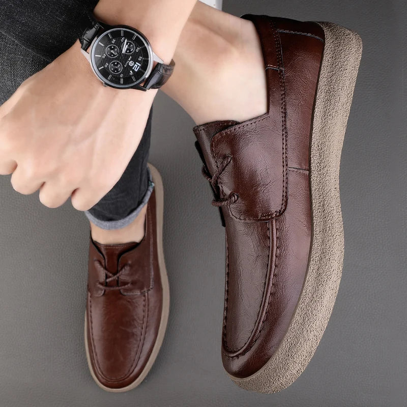 Chaussures décontractées pour hommes en cuir véritable