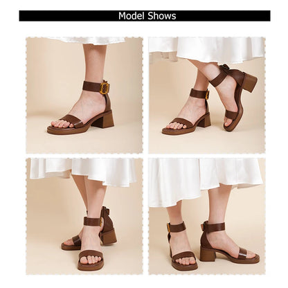 Sandales en cuir de vache véritable pour femmes