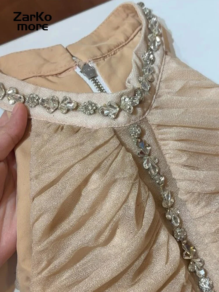 Sexy ärmelloses Minikleid mit Strasssteinen für Damen