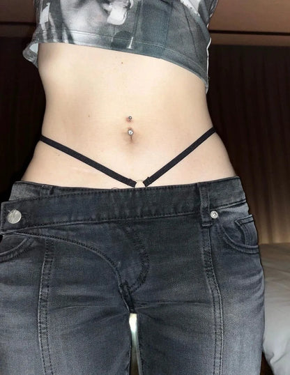 Jean taille basse vintage effet vieilli