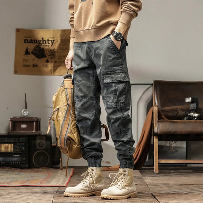 Side Pockets Zipper Mens Jogger Camouflage Multi Pocket Work Cargo Pants Black Green  Jogginghosen Denim Trousers Male Safari