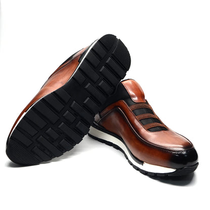 Baskets classiques décontractées en cuir de vache véritable pour homme