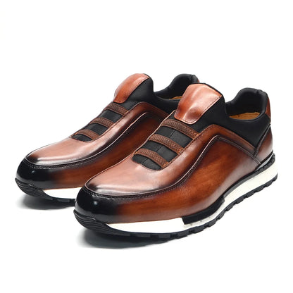 Baskets classiques décontractées en cuir de vache véritable pour homme