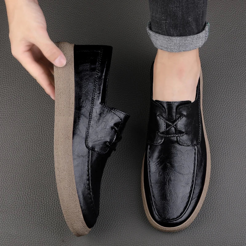Chaussures décontractées pour hommes en cuir véritable