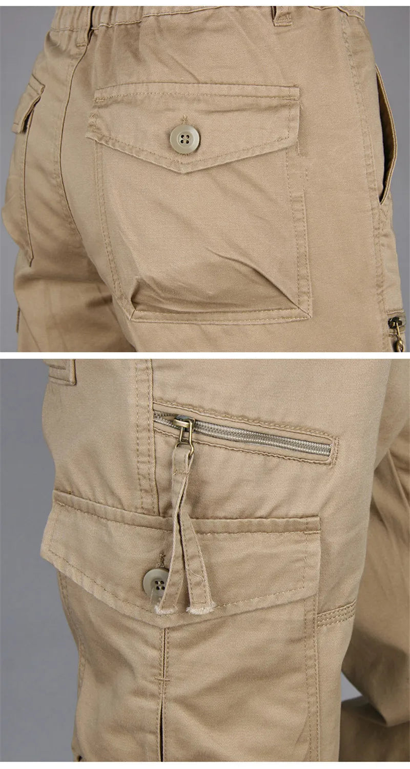 Men's Cotton Cargo Pants Spring Autumn Casual Multi Pockets Long Trousers For Men Straight Slacks Tactical Pants Man Clothing