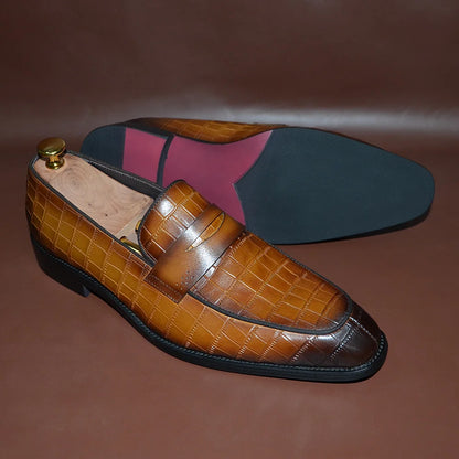 Mocassins classiques pour hommes, en cuir véritable de vache