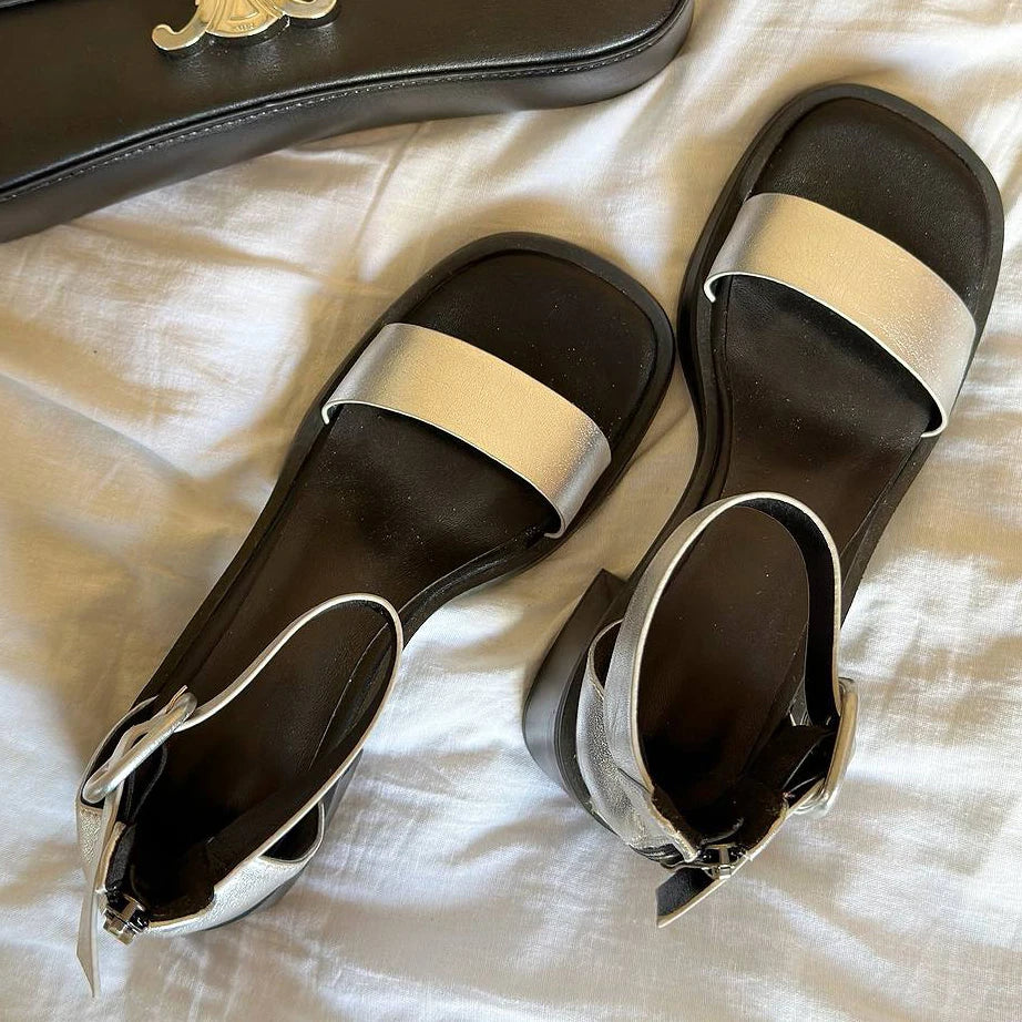 Sandales en cuir de vache véritable pour femmes