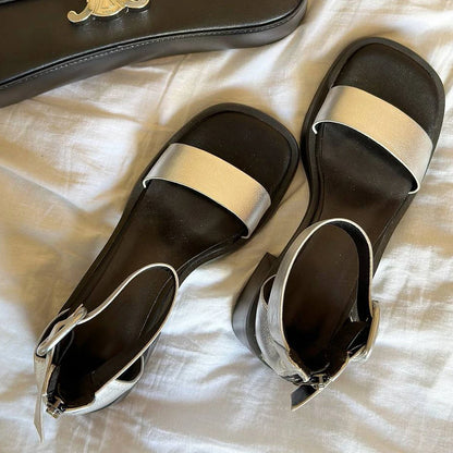 Sandales en cuir de vache véritable pour femmes