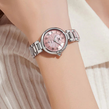 Montre de luxe pour femme lumineuse, calendrier, élégante