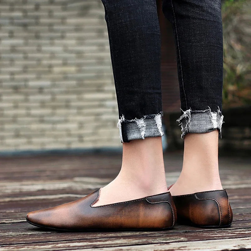 Chaussures plates en cuir pour hommes