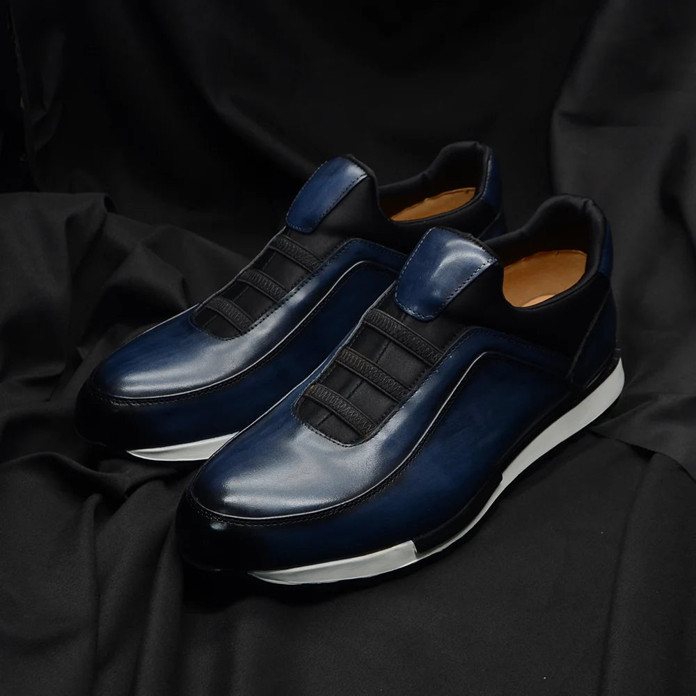 Baskets classiques décontractées en cuir de vache véritable pour homme