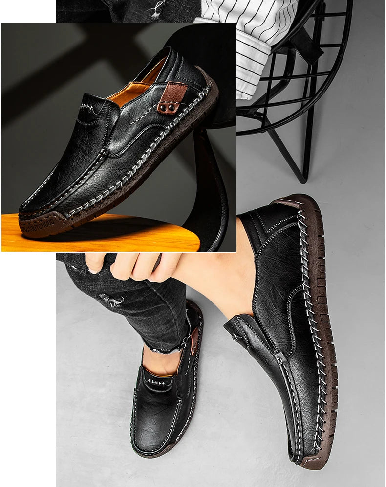 Chaussures décontractées en cuir véritable pour hommes