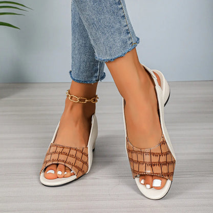 Plus Size 43 Women's Sandals 2025 New Arrival Splicing Open Toe Summer Shoes Fashion Slip on Low Heel Office and Career Sandals