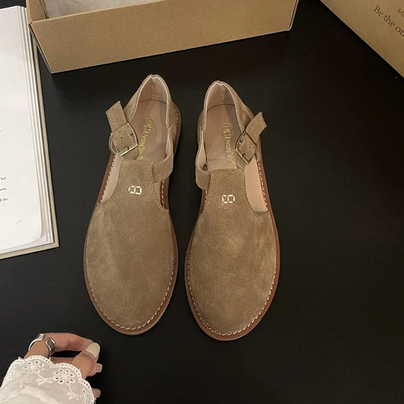 Chaussures Plates Femme En Cuir Véritable Givré