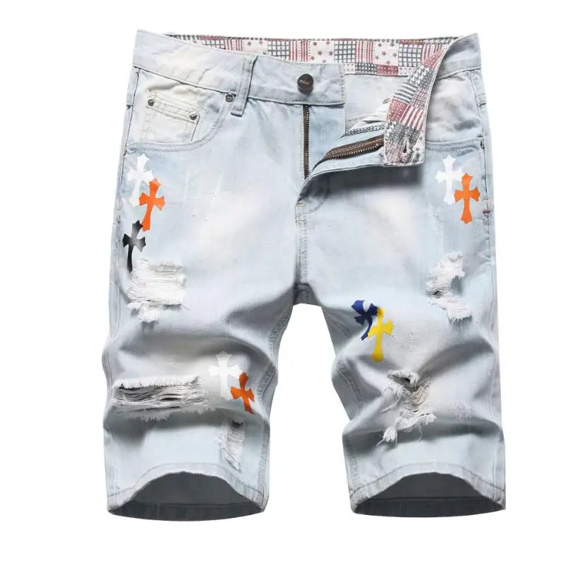 Short en jean bleu clair pour homme