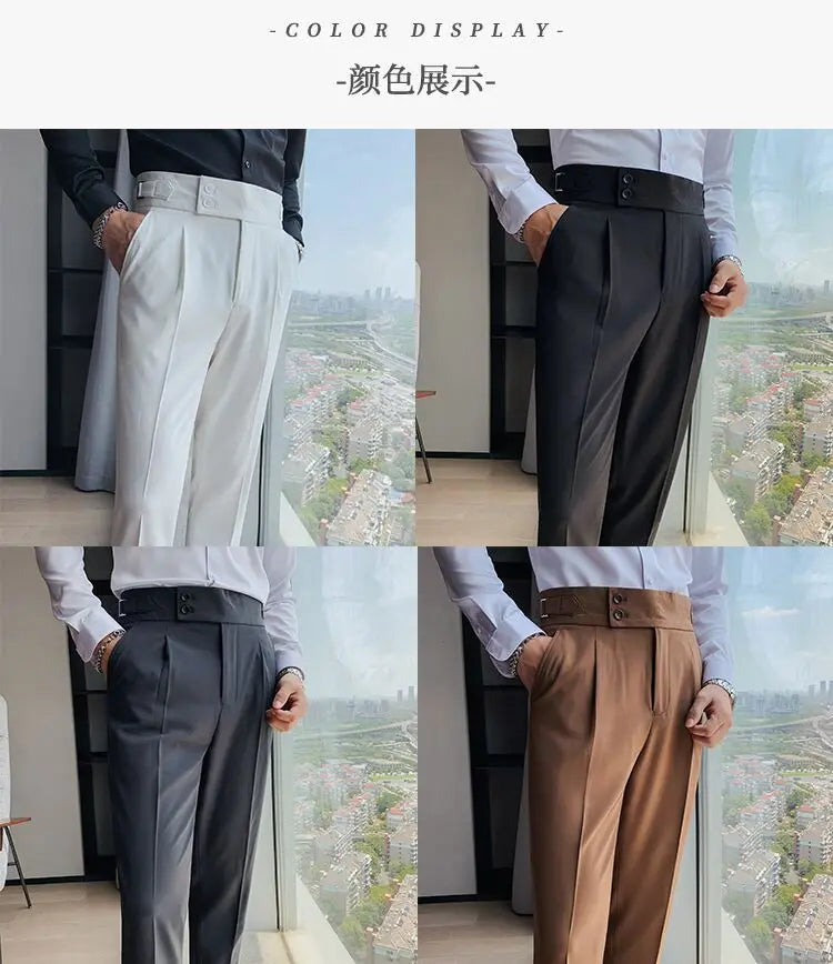 Pantalon de costume élégant et slim pour homme, de haute qualité