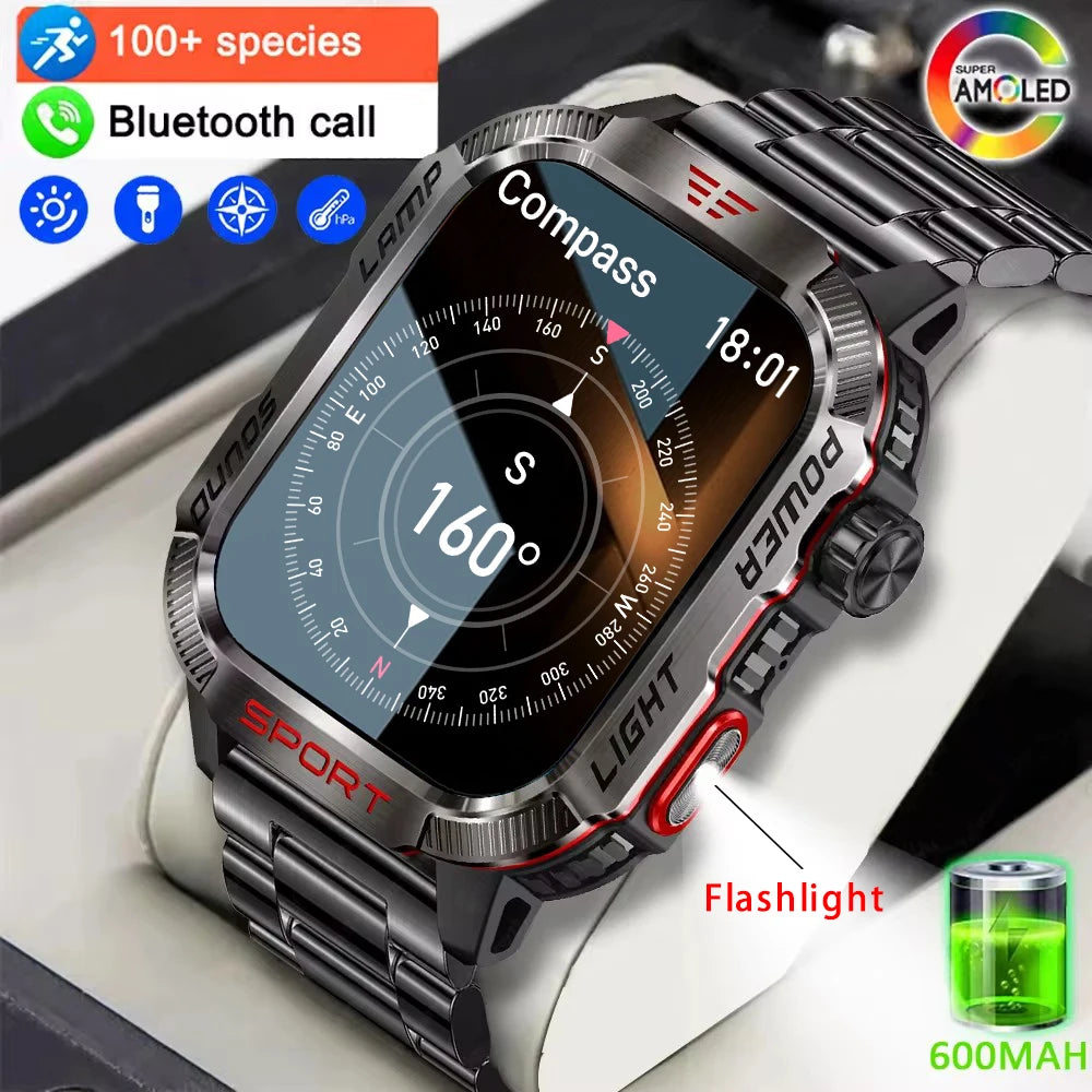 Reloj inteligente militar para exteriores para hombre con GPS y llamadas Bluetooth