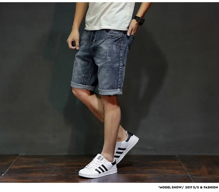 Short en jean gris pour homme