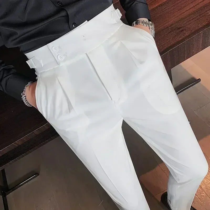 Pantalon de costume élégant et slim pour homme, de haute qualité
