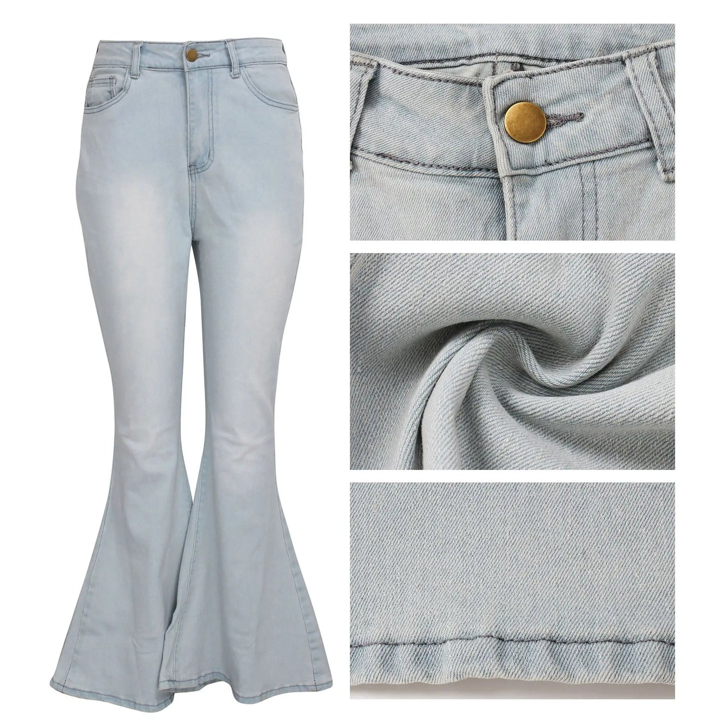 Jeans pantalon pour femmes, évasés et longs