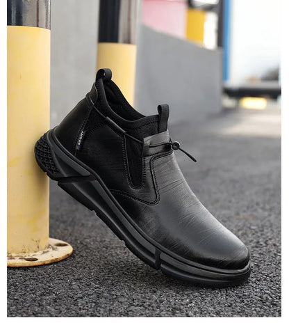 Chaussures de sécurité imperméables en cuir noir pour hommes