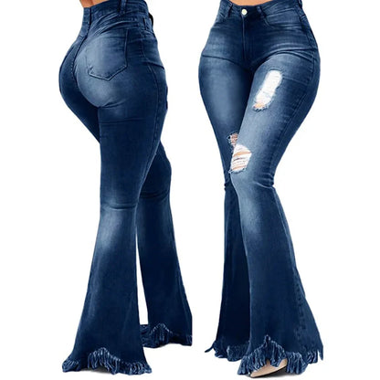 Jeans pour femmes, pantalons longs évasés