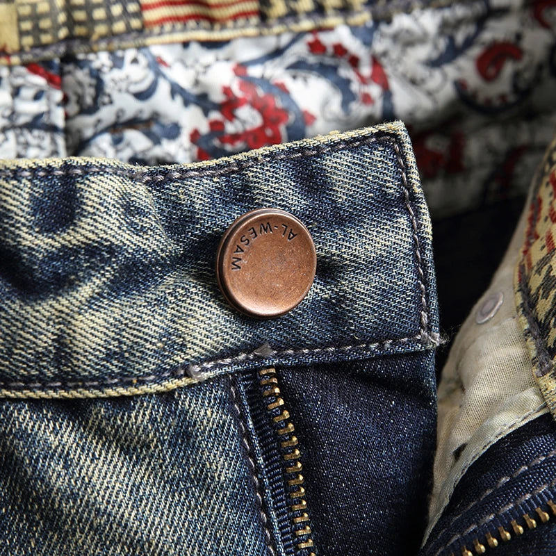 Jean court bleu déchiré pour homme