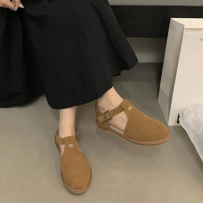 Chaussures Plates Femme En Cuir Véritable Givré