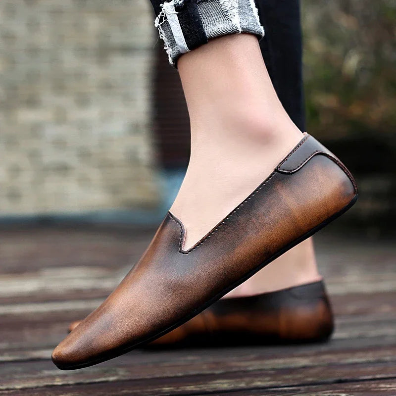 Chaussures plates en cuir pour hommes