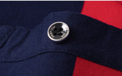 Polo d'été classique à rayures pour homme, en coton, à manches courtes, brodé, décontracté