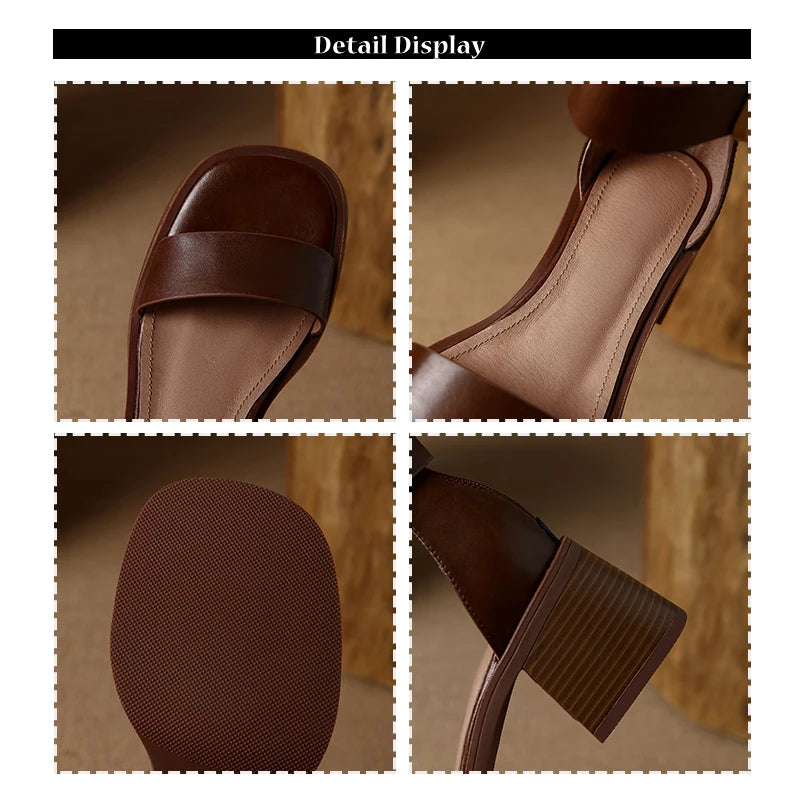 Sandales en cuir de vache véritable pour femmes