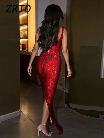 Robe longue à paillettes sexy pour femmes