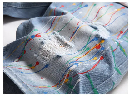 Short en jean bleu clair pour homme