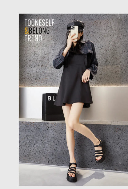 High Quality Women Retro Platform Sandals Summer Open Toe Slippers Sandalias Mujer Ladies Lightweight Open Toe Beach Shoes 7.5CM