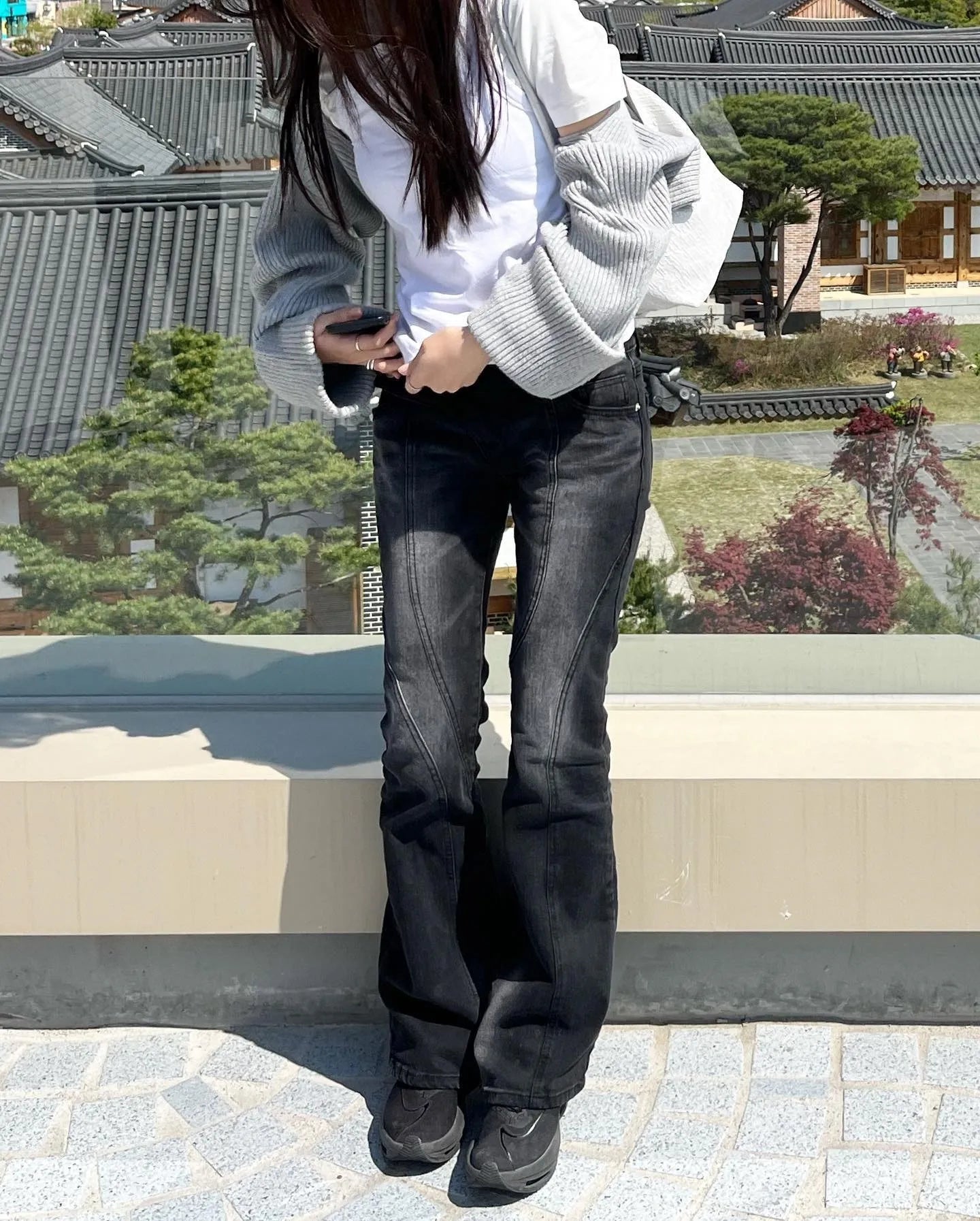 Jean taille basse vintage effet vieilli