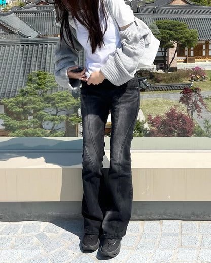 Jean taille basse vintage effet vieilli