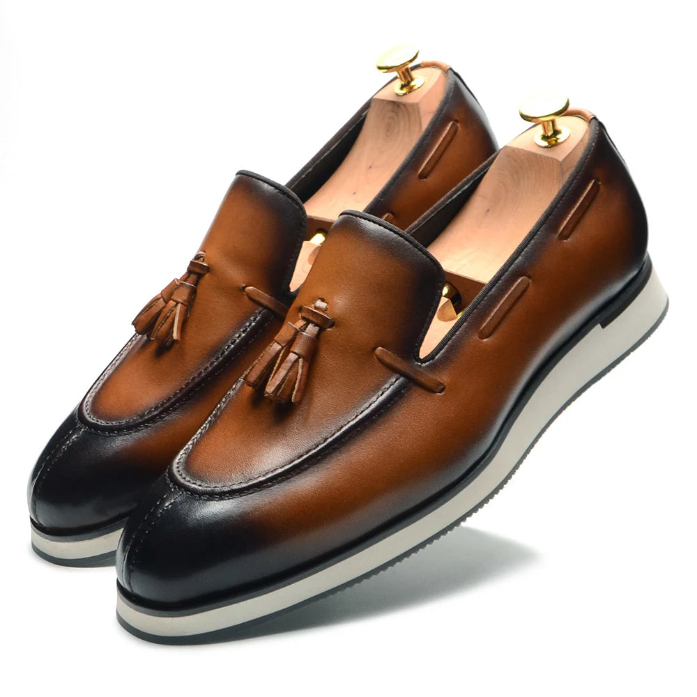 Baskets décontractées en cuir véritable pour hommes