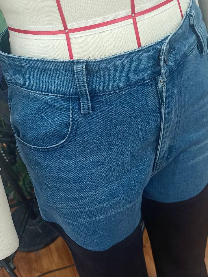 Mode Y2k Patchwork Jeans für Frauen Reißverschlüsse Knopftasche Highwaist Straight Denim Hosen 2025 Frühling Sommer Street Hose