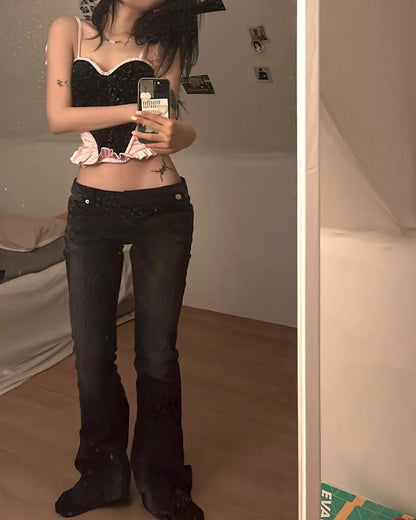 Jean taille basse vintage effet vieilli