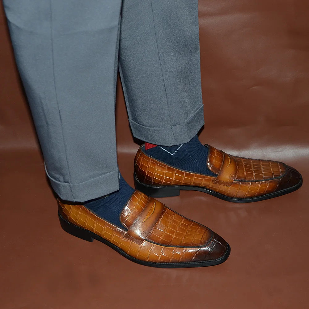 Mocassins classiques pour hommes, en cuir véritable de vache