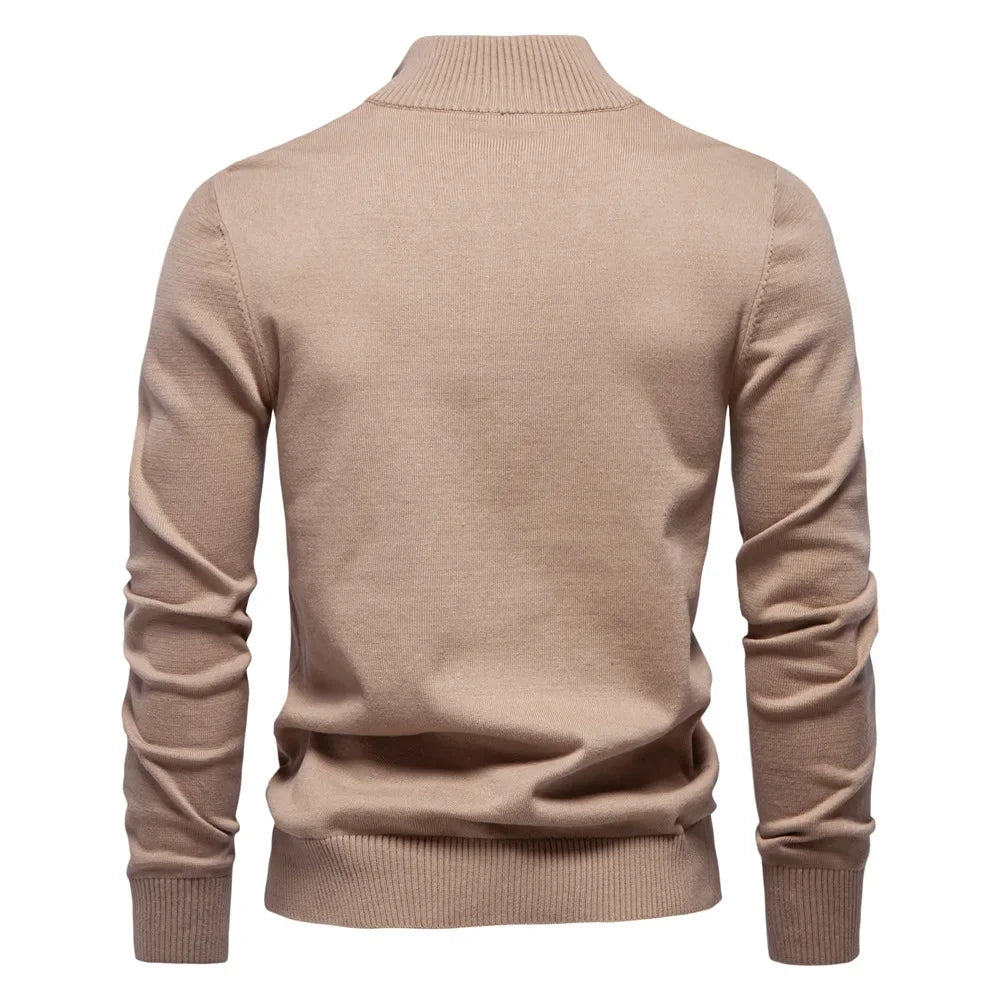 Pull homme automne hiver haute qualité col mi-haut fermeture éclaire