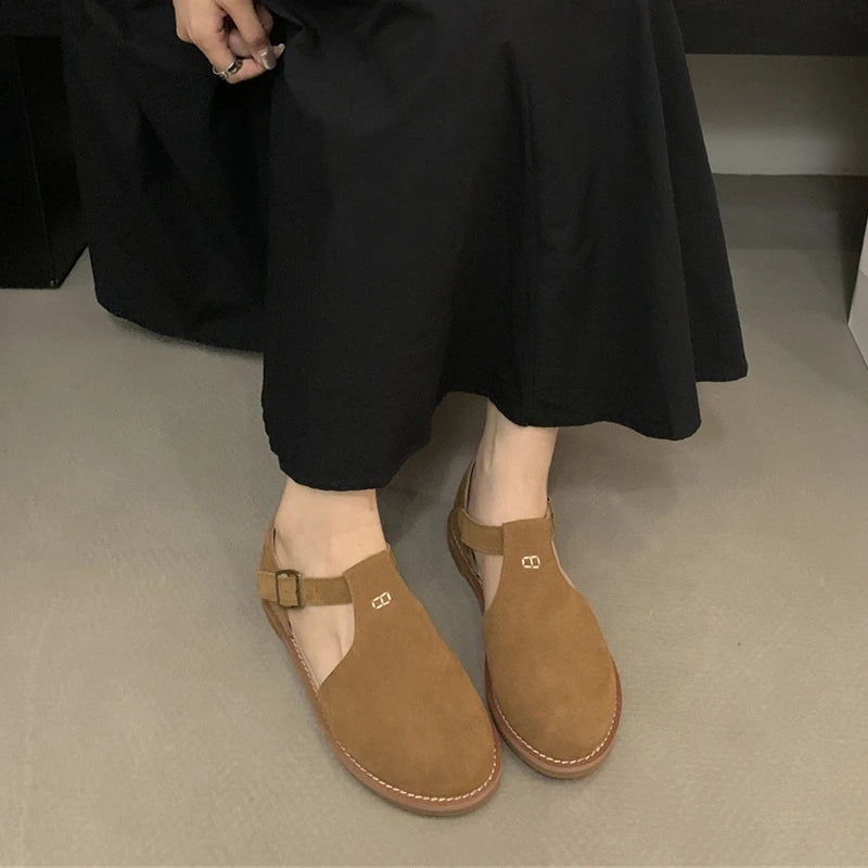 Chaussures Plates Femme En Cuir Véritable Givré